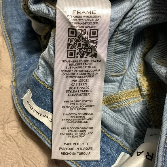 FRAME Women’s Le Crop Mini Boot Classic Blue Denim Jeans Western Boho Festival - Picture 9 of 11